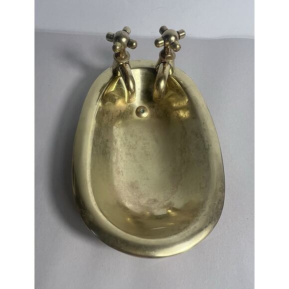 Vintage Solid Brass Bath Tub With faucet Handles Soap Dish Retro - Picture 1 of 11